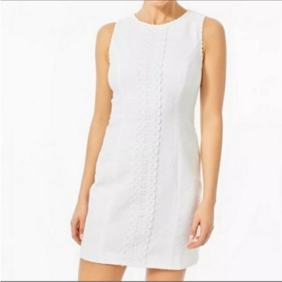Lilly Pulitzer Women's Visit Mila Jacquard Shift Dress Lace Trim White Sz 2 - Picture 1 of 12